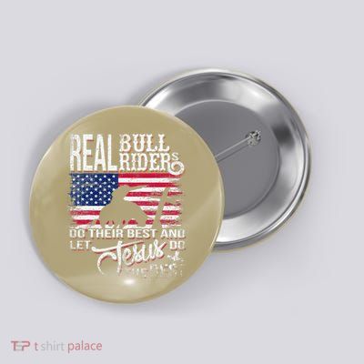 Christian BullRider Bull Riding Jesus Western Sports Button