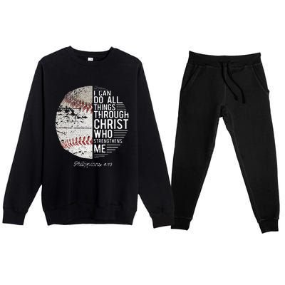 Christian Baseball Boy Philippians Religious Premium Crewneck Sweatsuit Set