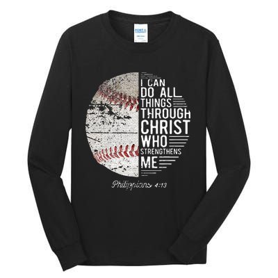 Christian Baseball Boy Philippians Religious Tall Long Sleeve T-Shirt