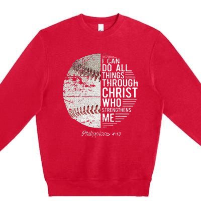 Christian Baseball Boy Philippians Religious Premium Crewneck Sweatshirt