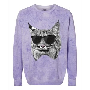 Cool Bobcat Bobcats Sunglasses Animal Lover Colorblast Crewneck Sweatshirt