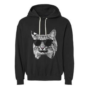 Cool Bobcat Bobcats Sunglasses Animal Lover Garment-Dyed Fleece Hoodie