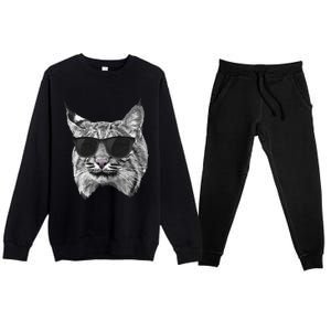 Cool Bobcat Bobcats Sunglasses Animal Lover Premium Crewneck Sweatsuit Set