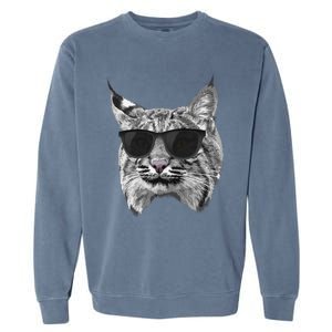 Cool Bobcat Bobcats Sunglasses Animal Lover Garment-Dyed Sweatshirt