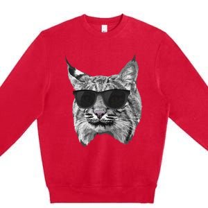 Cool Bobcat Bobcats Sunglasses Animal Lover Premium Crewneck Sweatshirt