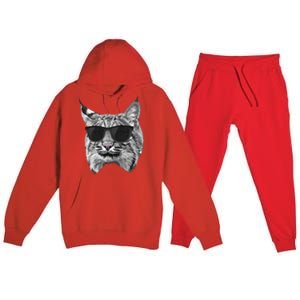 Cool Bobcat Bobcats Sunglasses Animal Lover Premium Hooded Sweatsuit Set