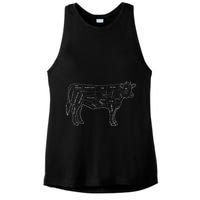 Cow Butcher Beef Cuts Diagram Eat Beef Butcher Cut Chart Ladies PosiCharge Tri-Blend Wicking Tank