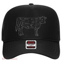 Cow Butcher Beef Cuts Diagram Eat Beef Butcher Cut Chart High Crown Mesh Back Trucker Hat