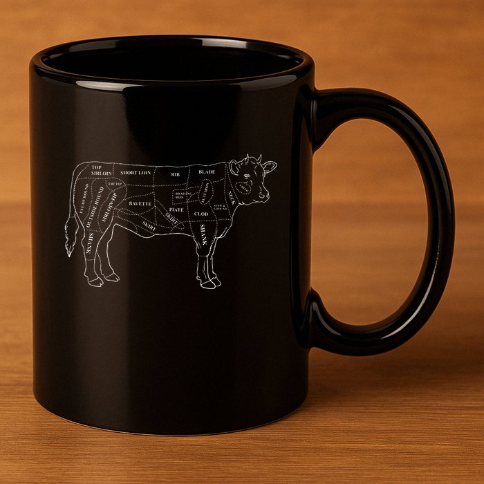 Cow Butcher Beef Cuts Diagram Eat Beef Butcher Cut Chart 11oz C Handle Ceramic Mug