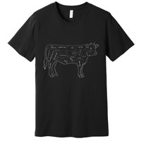 Cow Butcher Beef Cuts Diagram Eat Beef Butcher Cut Chart Premium T-Shirt
