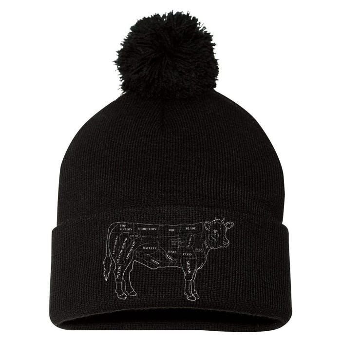 Cow Butcher Beef Cuts Diagram Eat Beef Butcher Cut Chart Pom Pom 12in Knit Beanie