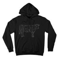 Cow Butcher Beef Cuts Diagram Eat Beef Butcher Cut Chart Tall Hoodie