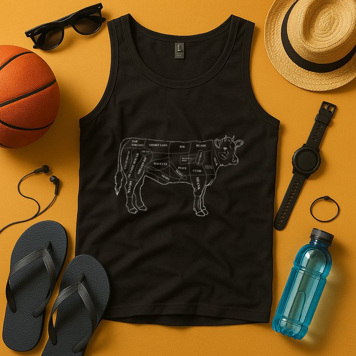 Cow Butcher Beef Cuts Diagram Eat Beef Butcher Cut Chart Tank Top
