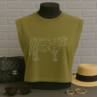Cow Butcher Beef Cuts Diagram Eat Beef Butcher Cut Chart Garment-Dyed Women's Muscle Tee