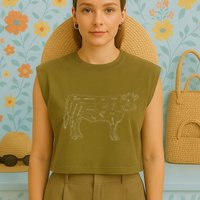 Cow Butcher Beef Cuts Diagram Eat Beef Butcher Cut Chart Garment-Dyed Women's Muscle Tee