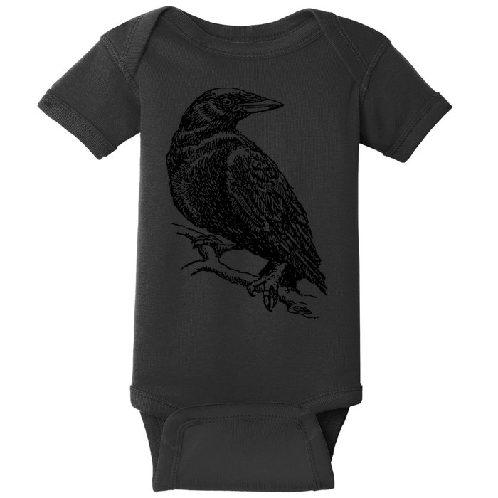 Crow Black Bird Baby Bodysuit