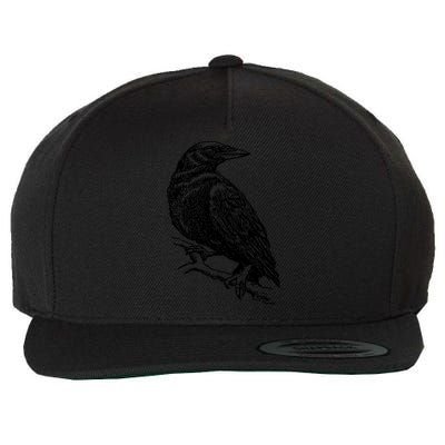 Crow Black Bird Wool Snapback Cap