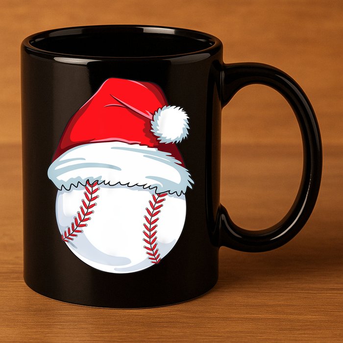 Christmas Baseball Ball Santa Pajama 11oz C Handle Ceramic Mug