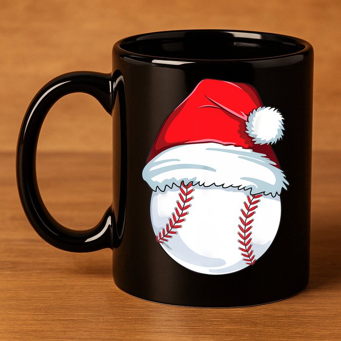 Christmas Baseball Ball Santa Pajama 11oz C Handle Ceramic Mug