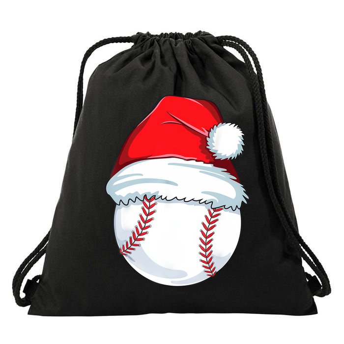 Christmas Baseball Ball Santa Pajama Drawstring Bag