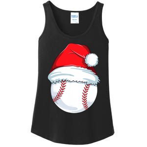 Christmas Baseball Ball Santa Pajama Ladies Essential Tank