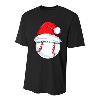 Christmas Baseball Ball Santa Pajama Youth Performance Sprint T-Shirt