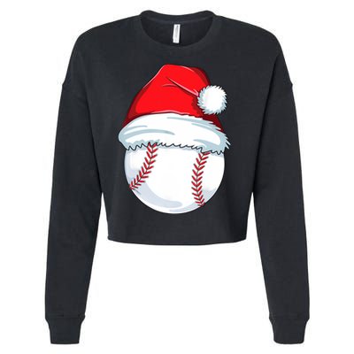 Christmas Baseball Ball Santa Pajama Cropped Pullover Crew