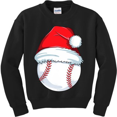 Christmas Baseball Ball Santa Pajama Kids Sweatshirt