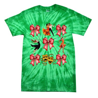 Coquette Bow Broadway Theater Musical Christmas Tie-Dye T-Shirt