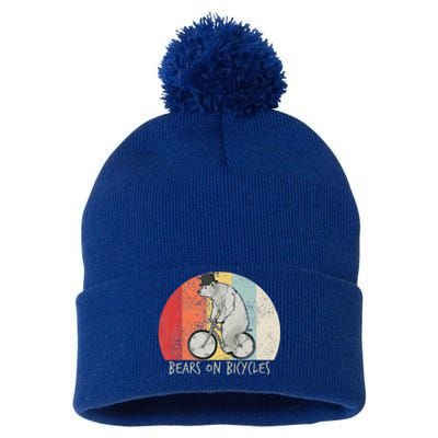 Cycling Bear Bike Biking Cyclist Pom Pom 12in Knit Beanie