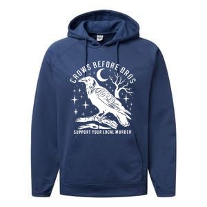 Crows Before Bros Support Your Local Murrder Performance Fleece Hoodie