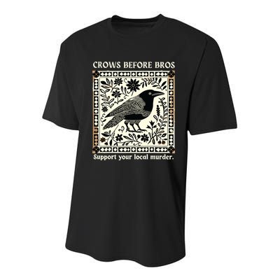 Crows Before Bros Youth Performance Sprint T-Shirt