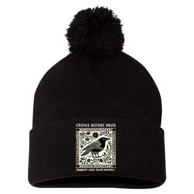 Crows Before Bros Pom Pom 12in Knit Beanie