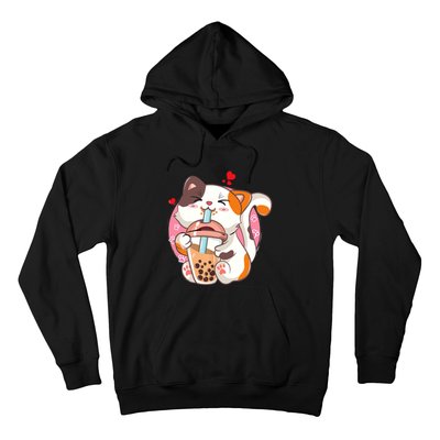 Cat Boba Bubble Tea Kawaii Anime Japanese Teen Hoodie