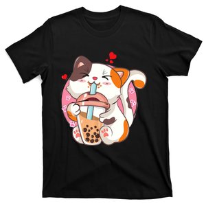 Cat Boba Bubble Tea Kawaii Anime Japanese Teen T-Shirt