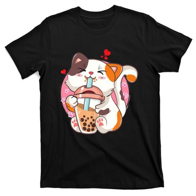 Cat Boba Bubble Tea Kawaii Anime Japanese Teen T-Shirt