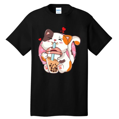 Cat Boba Bubble Tea Kawaii Anime Japanese Teen Tall T-Shirt