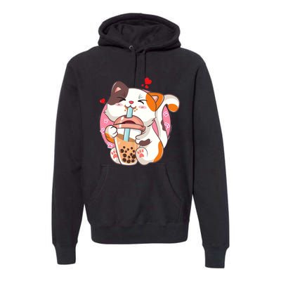 Cat Boba Bubble Tea Kawaii Anime Japanese Teen Premium Hoodie