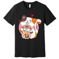 Cat Boba Bubble Tea Kawaii Anime Japanese Teen Premium T-Shirt