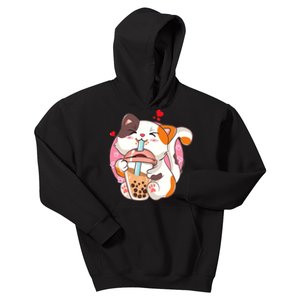 Cat Boba Bubble Tea Kawaii Anime Japanese Teen Kids Hoodie