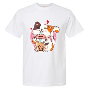 Cat Boba Bubble Tea Kawaii Anime Japanese Teen Garment-Dyed Heavyweight T-Shirt