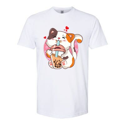 Cat Boba Bubble Tea Kawaii Anime Japanese Teen Softstyle CVC T-Shirt