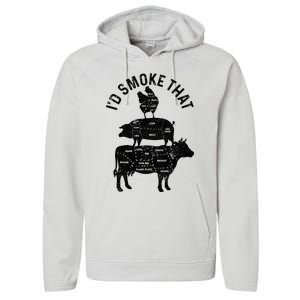 Chef Butcher BBQ Id Smoke That Pork Beef Funny Fathers Day Performance Fleece Hoodie