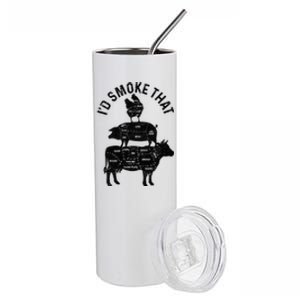 Chef Butcher BBQ Id Smoke That Pork Beef Funny Fathers Day Stainless Steel Tumbler