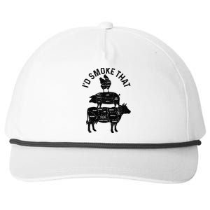 Chef Butcher BBQ Id Smoke That Pork Beef Funny Fathers Day Snapback Five-Panel Rope Hat