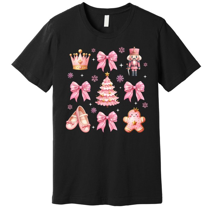 Coquette Bow Ballet Gingerbread Christmas Xmas Premium T-Shirt