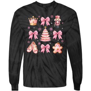 Coquette Bow Ballet Gingerbread Christmas Xmas Tie-Dye Long Sleeve Shirt