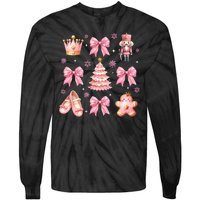 Coquette Bow Ballet Gingerbread Christmas Xmas Tie-Dye Long Sleeve Shirt