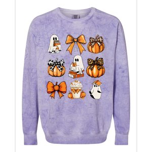 Coquette Bow Boo Witch Halloween Spooky Season Colorblast Crewneck Sweatshirt