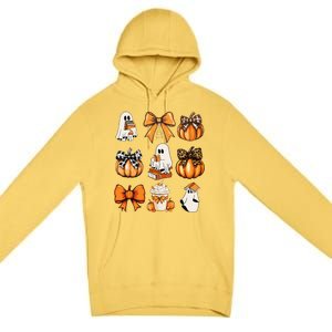 Coquette Bow Boo Witch Halloween Spooky Season Premium Pullover Hoodie